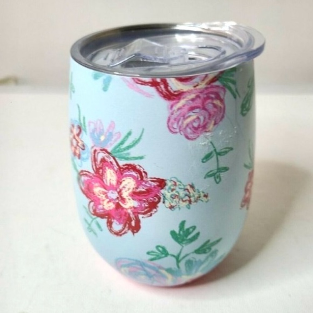 🎅🏻SALE Matilda Jane floral 11oz wine or drink tumbler in blues and pinks lid